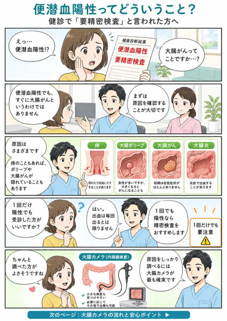 便潜血陽性ってどういうこと？健診で「要精密検査」と言われた方へ①